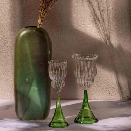 Emerald Elegance Floral Glass