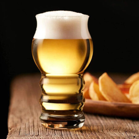 Ripple Arc Beer Glass – Handblown Borosilicate with Triple Ripple Contour and Foam Retention