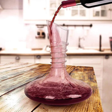Twirl Craft Decanter – handblown spiral borosilicate wine carafe by The Glash