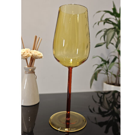 Amber Head Champagne Glass 375ml handblown borosilicate glass with amber stem