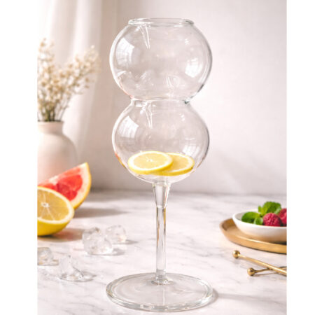 Double Orb Stem Glass 390ml handblown borosilicate cocktail glass by The Glash